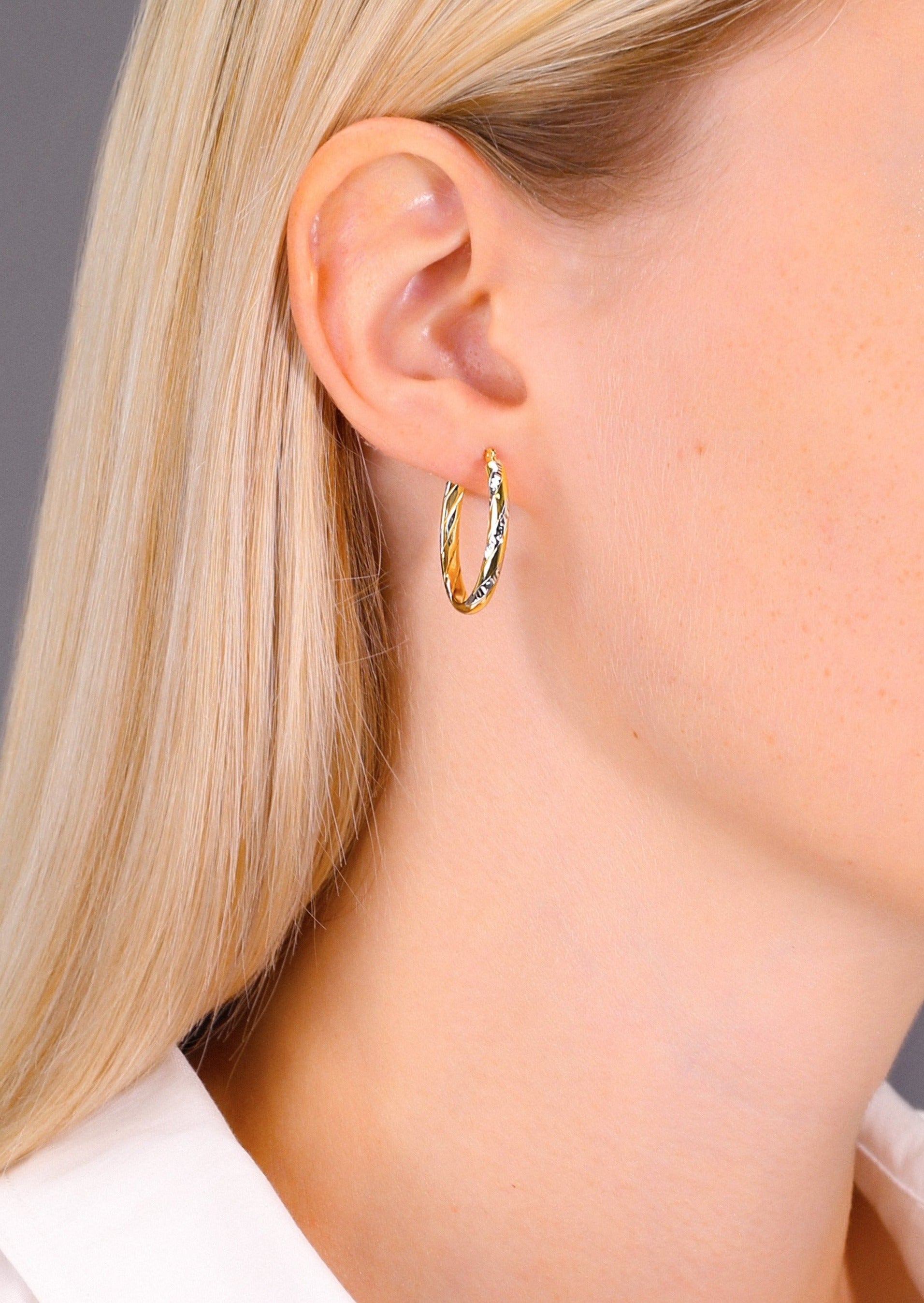 14k Gold Two-Tone Spiral Oval Hoop Earrings – Tilo Jewelry®