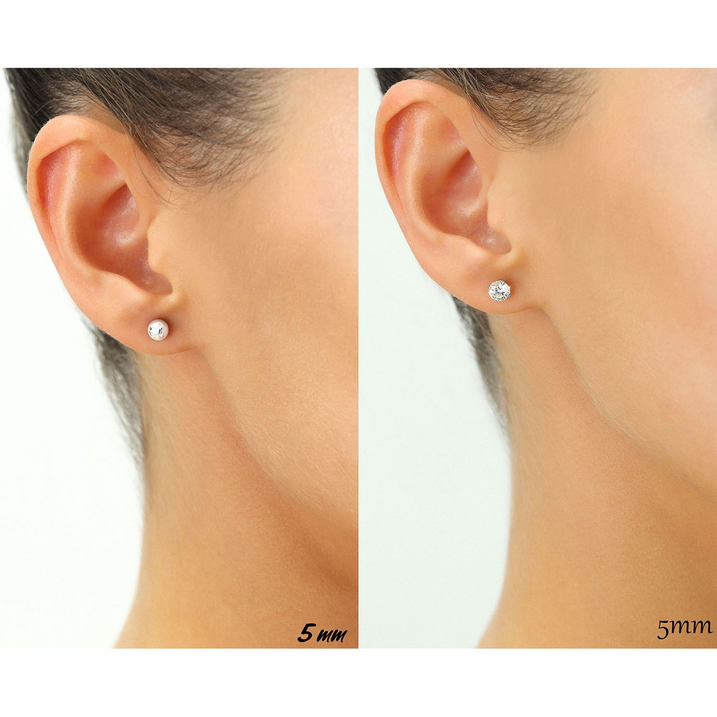 2 Pair set! 14k Gold Ball and Cubic Zirconia Stud Earrings