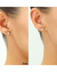 2 Pair set! 14k Gold Ball and Cubic Zirconia Stud Earrings (5mm)