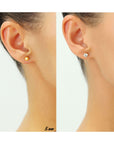 CZ  2 Pair set! 14k Gold Ball and Cubic Zirconia Stud Earrings (5mm)